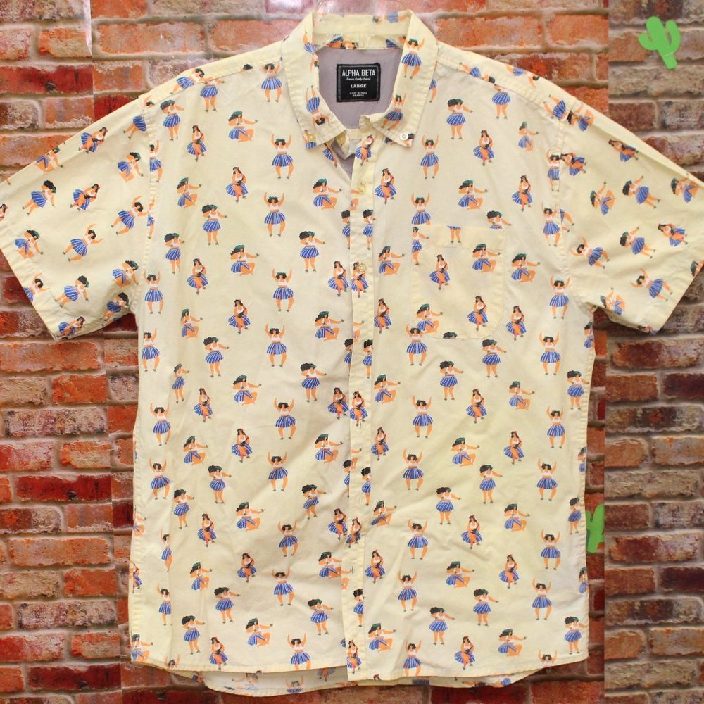 Cotton Alpha Beta Camp Button Down Camp Shirt